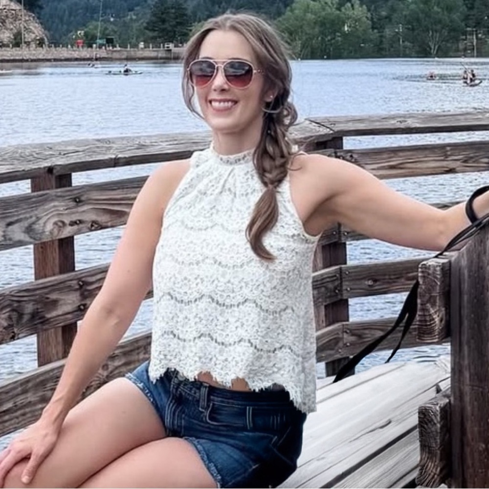 love, Fire White Lace Crop Top